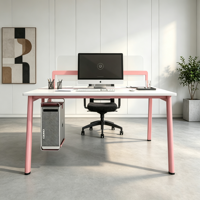 Bureau de travail moderne au design épuré avec plateau en MFC, tiroirs et cloison d'intimité pour ordinateur et table d'étude