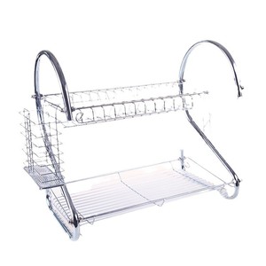 Stainless Steel <b>Standing</b> Double-Layer S-Shaped Kitchen <b>Dish</b> Rack for Dinnerware Multifunction Storage Water Cup Cutting Board - Product Image 3