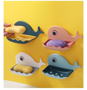 Boîte à savon en forme de baleine mignonne pour enfants 2023, double support mural sans perçage, fixation adhésive - Product Image 6