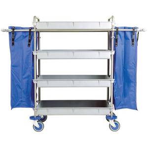 Carrello Multiuso con 4 Ripiani, 144 L, Grigio con Tende Blu per Uso Ospedaliero - Product Image 1