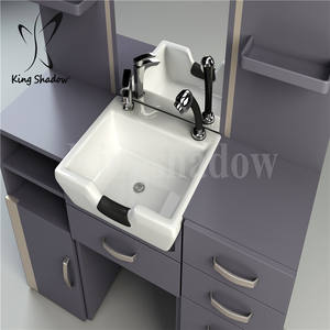 Özelleştirilmiş saç Salon ekipmanları Salon istasyonları <span class=keywords><strong>Vintage</strong></span> berber salonu mobilya ve stilist ayna istasyonu ile lavabo - Product Image 3