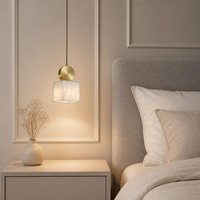 Lustre LED suspendu pour salle à manger, verre transparent, noir et or, pour îlot de cuisine, E26, hauteur réglable, lampe de plafond moderne, design artistique