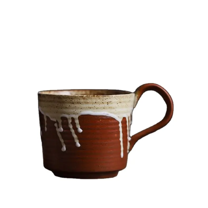 ラージヴィンテージスタイル350mlコーヒーマグシンプルなレトロなデザインパーティーやドリンクウェア用の環境にやさしい手作りの粗い陶器