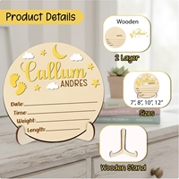 Panneau personnalisé en bois avec nom de bébé pour décoration de chambre d'enfant avec support, cadeau souvenir personnalisé pour nouveau-né, annonce de naissance pour baby shower
