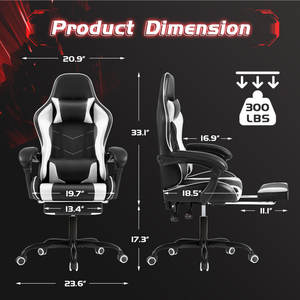 AJUNION Gaming <span class=keywords><strong>Chair</strong></span> Racing Style Cadeira Executiva Cadeira reclinável giratória com apoio para os pés e altura ajustável Couro Olha Design - Product Image 2