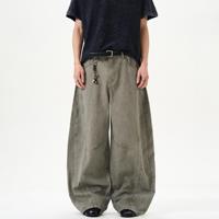 Pantalon cargo en toile durable pour homme, style rétro américain, design déchiré, coupe ample, décontracté, jambe large, drapé