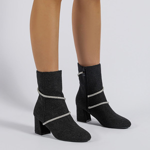 Bottines pour femmes à talons hauts, nouvelle collection automne-hiver 2023, talon épais, <span class=keywords><strong>bottes</strong></span> tendance - Product Image 3