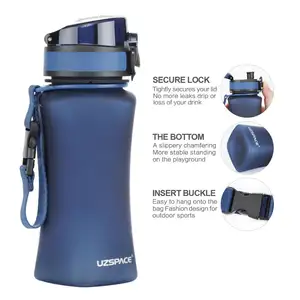 UZSPACE-botella de agua de plástico sin BPA para amantes de los deportes, Ideal para personas en dieta, 350ml