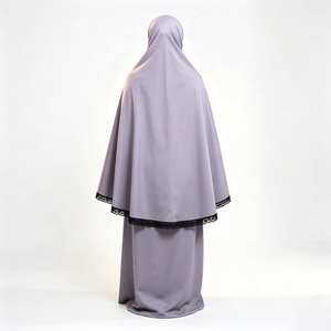 Ensemble Khimar Lavande Poussiéreuse pour Femme, Gris Lilas, Tenue Modeste, Vêtements Musulmans Islamiques, Longueur au Sol - Product Image 5
