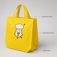 Sac fourre-tout personnalisé en non-tissé, imprimé avec un motif de poulet jaune, avec poignées, pour les courses au supermarché