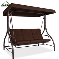 Fauteuil balançoire d'extérieur 3 places de luxe en rotin avec coussins et auvent