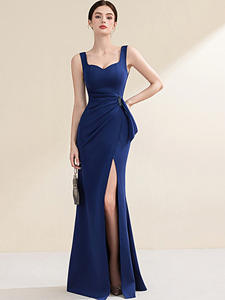 فستان سهرة نسائي جديد مثير بدون أكمام بفتحة رقبة عميقة على شكل V فستان طويل للحفلات والسهرات - Product Image 2