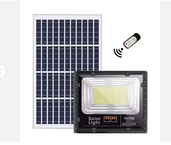 ขายร้อน 100W พลังงานแสงอาทิตย์น้ําท่วม LED โคมไฟกลางแจ้ง Dusk ถึง Dawn 6500K สวนกลางแจ้ง LED เซ็นเซอร์ตรวจจับความเคลื่อนไหวพลังงานแสงอาทิตย์น้ําท่วม