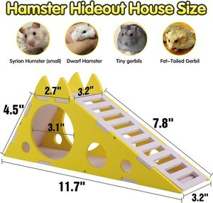 Cachette en bois pour hamster nain avec toboggan d'escalade, labyrinthe multi-chambres pour petits animaux, cabane pour hérisson, souris syrienne, <span class=keywords><strong>maison</strong></span> pour animaux de compagnie - Product Image 4