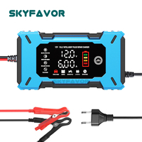 Cargador de Batería Inteligente para Auto de 12V 6A, Cargador de Batería de Plomo-Ácido y Lifepo4 con Pantalla Dual de Voltaje y Corriente, Cargador de Batería para Auto de 12V
