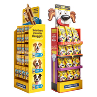 Présentoir de sol en carton ondulé pliable pour produits pour animaux de compagnie, personnalisé, facile à assembler, autoportant, sans montage
