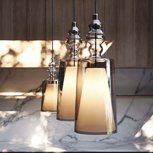 Lustre de style américain, luminaire suspendu cylindrique en verre doré, E26 220V LED, pour salle à manger, salon, chambre à coucher - Product Image 2