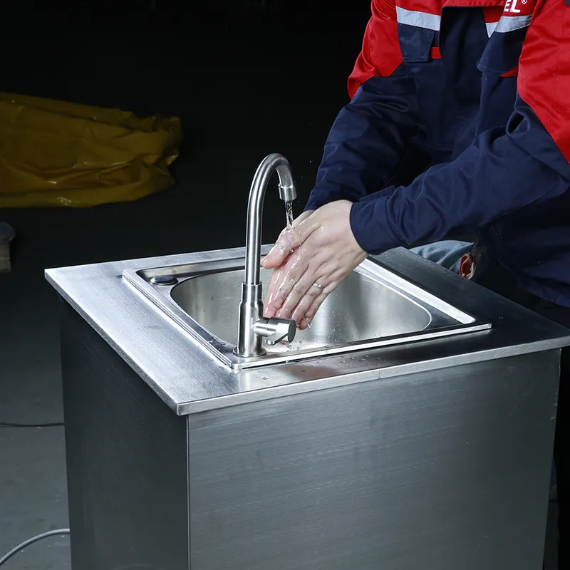 SYSBEL पोर्टेबल वॉश बेसिन साफ पानी बाल्टी और सीवेज बाल्टी के साथ अंदर पोर्टेबल हाथ धोने सिंक