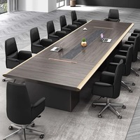 Grande table de conférence longue pour salle de réunion, personnalisable, avec fente pour câbles