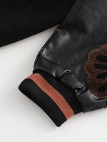 Dropshipping Veste rayée à motif de soleil et de broderie géométrique pour hommes avec poches, revers décontracté boutonné long