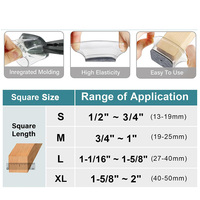 Protecteurs de sol carrés pour pieds de chaise, coussinets de pieds de meubles en feutre de silicone pour planchers en bois dur sans bruit ni rayures
