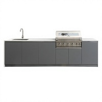 Îlot de cuisine extérieur modulaire directement de l'usine avec barbecue à gaz intégré, évier, réfrigérateur, armoire de rangement et réfrigérateur sous comptoir