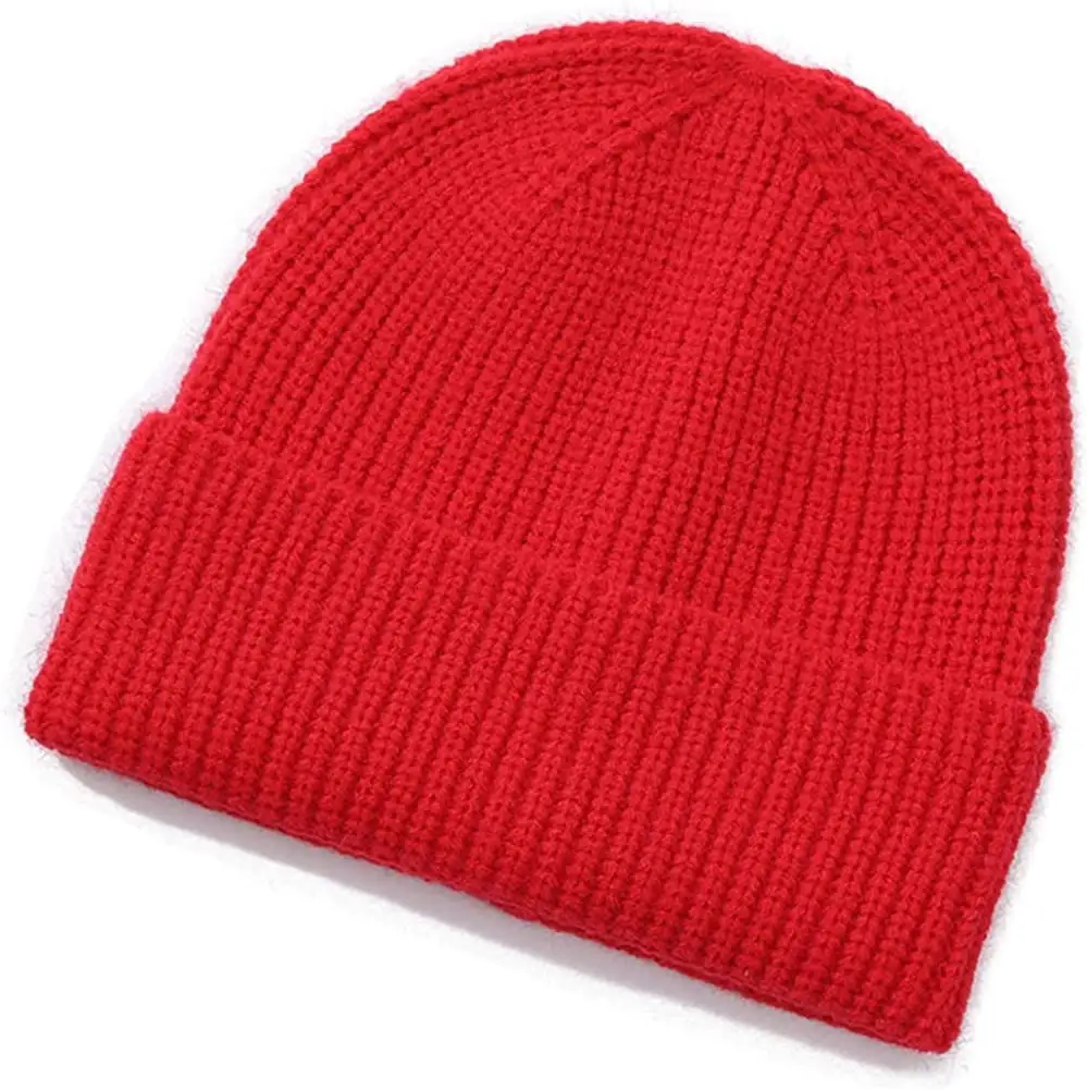 Men's Beanie Cap Winter Stylish Thick Cuffed Hat Stretchy Warm Skull Cap Running Sport Cable Hat Ski Stocking Hat Gift