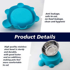 Turtle Shape Pet <span class=keywords><strong>Bowl</strong></span> Set-Base de silicone antiderrapante com inserção de aço inoxidável, bonito Animal Design - Product Image 3