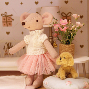 Coppia di Topolini di Peluche Fatti a Mano con Maglione Lavorato a Maglia e Tutu Bianco <span class=keywords><strong>Rosa</strong></span>, <span class=keywords><strong>Ballerina</strong></span> 13cm, Ornamento da Tavolo, Decorazione per la Casa, Regalo - Product Image 6