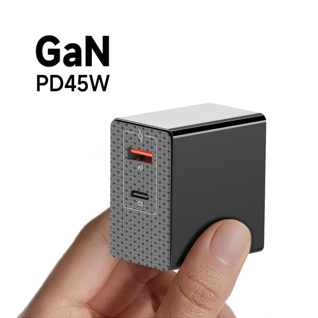 45W GaN Portable PD 3.0 Power Adapter Universal Type-C Plug Wall Charger for Laptop Tablet Phone 1 Port USB-C  and 1 Port USB-A