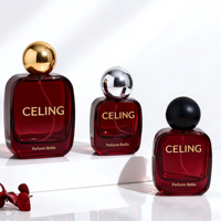 Flacon de parfum vide de luxe en verre plat de 30 ml, 50 ml, 100 ml, avec pulvérisateur de type pompe, bouchon rectangulaire coloré avec logo personnalisé
