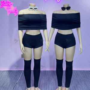 طقم مثير من 3 قطع من قمم المحاصيل + شورت قصير نحيف + مدفئ الساق ملابس على الموضة في الشوارع - Product Image 1