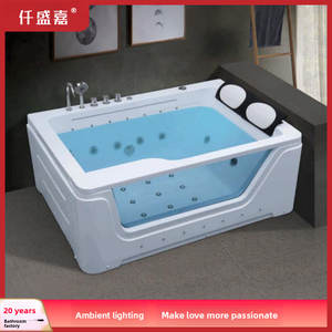 Bañera doble moderna para parejas de celebridades de Internet, temperatura constante, vista al mar, vidrio, cascada, masaje, características de seguridad antideslizantes - Product Image 5