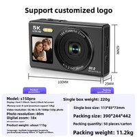 Appareil photo numérique HD 5K à double écran pour étudiants, avec fonction beauté et selfie, batterie au lithium et carte TF, idéal pour le commerce transfrontalier.