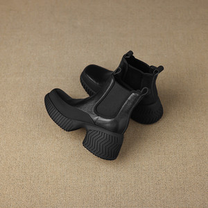 Botas Largas Retro Elegantes para Mujer, Hechas a Mano con Cuero Genuino, Antideslizantes, Impermeables, Duraderas, de Color Sólido, con Punta en Pico, Casuales - Product Image 1