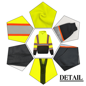 Felpa con Cappuccio ad Alta Visibilità per Lavoro, Classe 2 ANSI, Personalizzabile con Logo, Orlo Elastico, Nastro Altamente Riflettente - Product Image 2