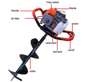 Tarière thermique KHC 52cc robuste à lame métallique pour plantation d'arbres, moteur 2 temps, batterie 4.0AH, haute efficacité, garantie 3 ans - Product Image 2
