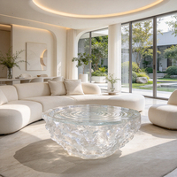 Sculpture de glace en résine transparente personnalisée, centre de table artistique lumineux à effet ondulé pour salon et hall de villa