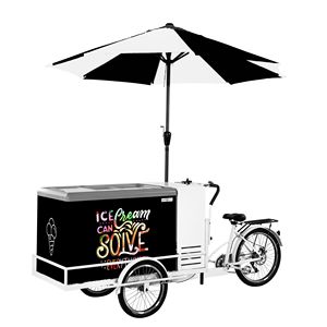 Vélo à glaces GGM Gastro en acier inoxydable - Conception à 3 roues - Auvent LED - Compartiments isolés - Pour 7 contenants de 5 litres - Utilisation en extérieur - Product Image 3