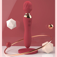 Vibrateur portable puissant à chargement USB, double tête, 10 fréquences, étanche IPX7, en latex, faible bruit (<60dB) pour stimulation du point G et clitoridienne