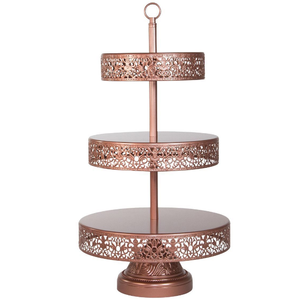 Support à gâteaux à trois niveaux avec dessus arrondi, accessoire de table pour desserts, support à gâteaux en métal pour mariage, fête, célébration - Product Image 3