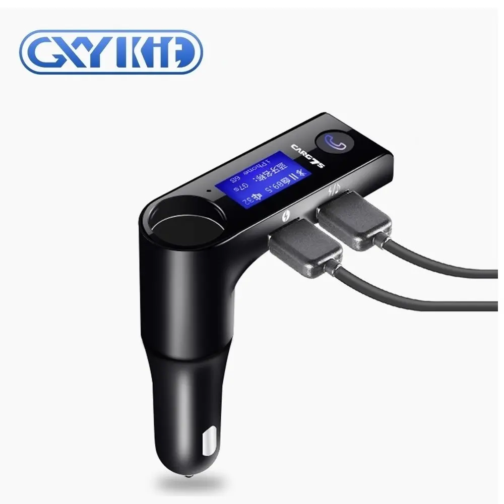 GXYKIT G7S pemancar FM pemutar MP3, perlengkapan mobil bebas genggam dengan dua port USB pengisi daya mobil FM modulator