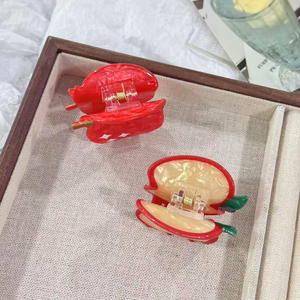 Nuova simulazione <span class=keywords><strong>Clip</strong></span> per capelli a forma di mela con <span class=keywords><strong>Clip</strong></span> per capelli ragazza carina e dolce - Product Image 3