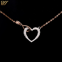 Collier pendentif en diamant blanc au design cœur élégant, très économique, en or rose et or blanc massif 10 carats