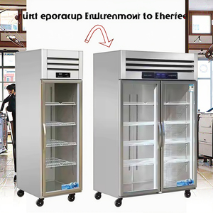 Congélateur vertical à double porte vitrée OEM, grande capacité, pour hôtels, avec fonction de dégivrage automatique, vitrine verticale - Product Image 4