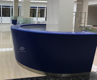 Bureau de réception circulaire de style européen haut de gamme en acrylique de couleur bleue, surface solide/marbre artificiel