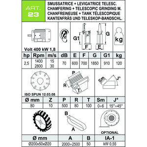Lijadora de banda giratoria telescópica con bisel, 1.9kW 400V - Product Image 3