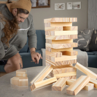 Blocs de construction en bois de haute qualité, 54 pièces, jeu de bureau DIY, petite taille, unisexe, interactif parent-enfant, 'empilage de bûches', basculant