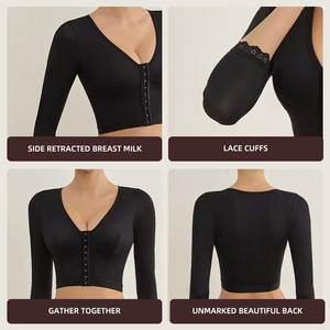 Châu Âu Mỹ v-cổ có thể điều chỉnh chống vi khuẩn kiểm soát công ty cơ thể định hình TOP Yoga tập thể dục Phía trước nút có thể được mặc bên trong - Product Image 4