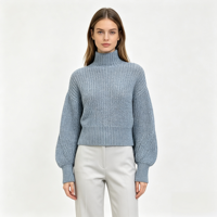 Pull en maille plate à manches longues pour femme Mandy, personnalisable OEM & ODM, pull gris de haute qualité, vente en gros, vêtements semi-cardigan